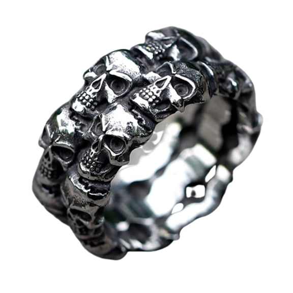 ZMY Home Jewelry Dual Skull Ring Gothic Stainless Steel Skeleton Ring (11)