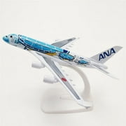 16cm Air Japan ANA Airlines Airbus A380 Diecast Airplane Model Plane Turtle Blue