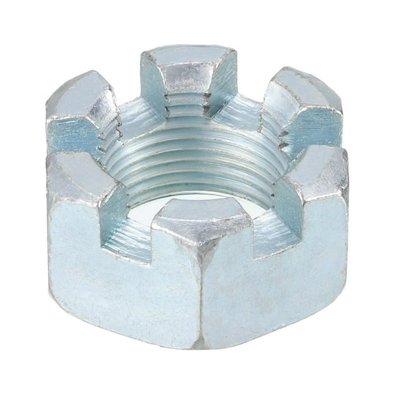 1"-14 Hexagon Slotted Nut, Grade 6.8 Carbon Steel Hex Castle Nuts, Silver