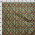 thumbnail image 3 of oneOone Polyester Lycra Fabric Leaves & Floral Block Printed Fabric 1 Yard 56 Inch Wide, 3 of 4