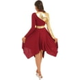 thumbnail image 6 of ZALDITA Women Praise Dance Dress Turtleneck Long Sleeve Worship Liturgical Lyrical Dancewear Burgundy L, 6 of 7