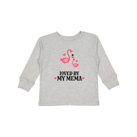 

Inktastic My Mema Loves Me Flamingo Gift Toddler Toddler Girl Long Sleeve T-Shirt