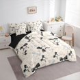 thumbnail image 2 of spefrowx Black Coquette Bow Print Full Size Bedding Sets for Kids, Beige Pearl Heart Full Size Bed in a Bag, Black Reversible, 7-Piece, 2 of 6