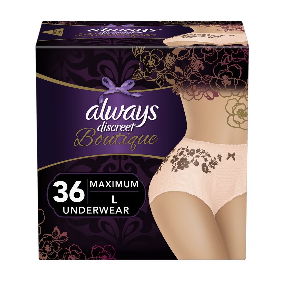 Always Discreet Boutique Max Incontinence Underwear, Large, 36 ct