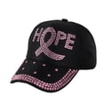 thumbnail image 3 of JUjie Pink Ribbon Cancer Hats for Women, Cancer Awareness Cap, Bling Cancer Survivor Gifts for Woman Black One Size, 3 of 5