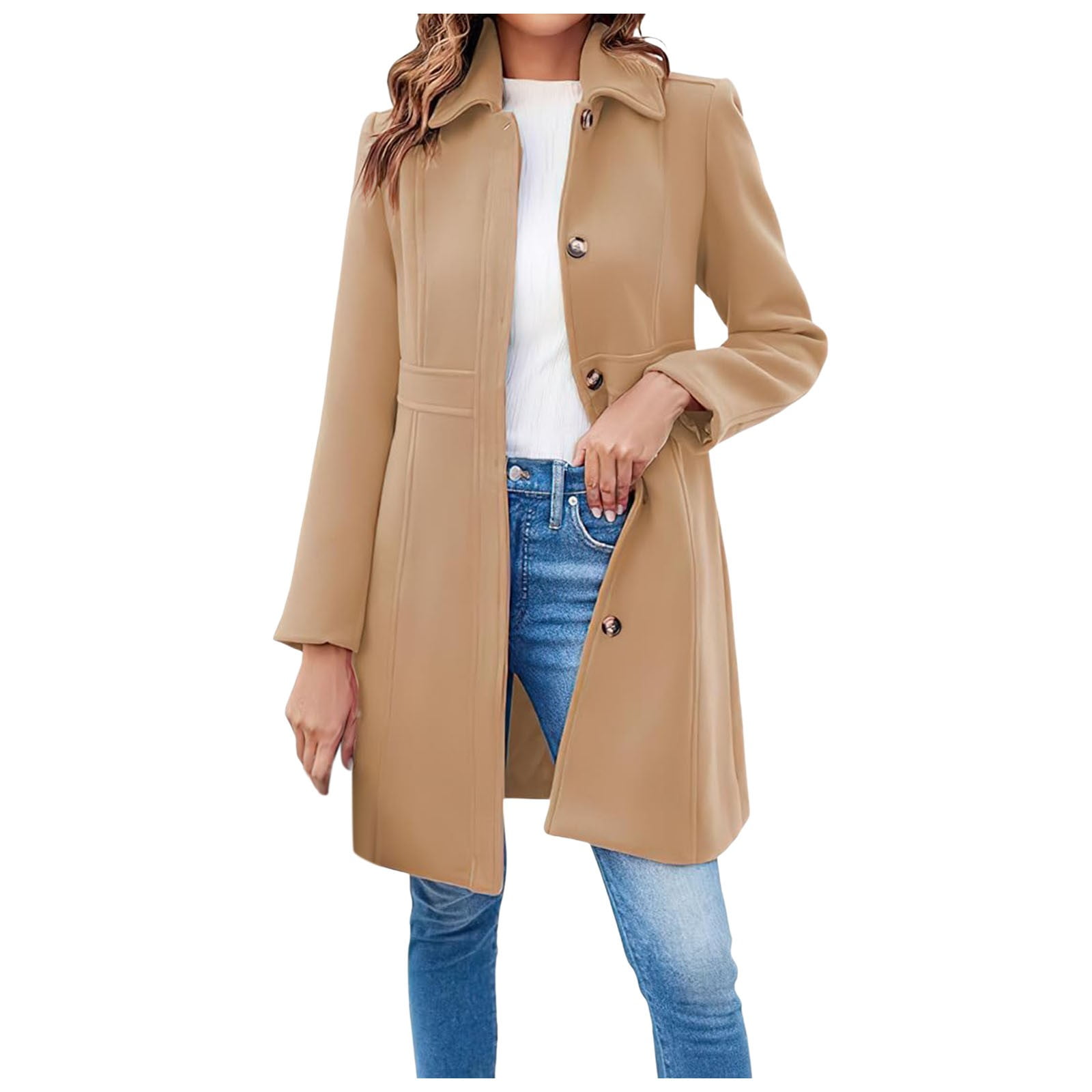 WEAIXIMIUNG Sweater Jacket for Women Women's Button Up Wool Coat