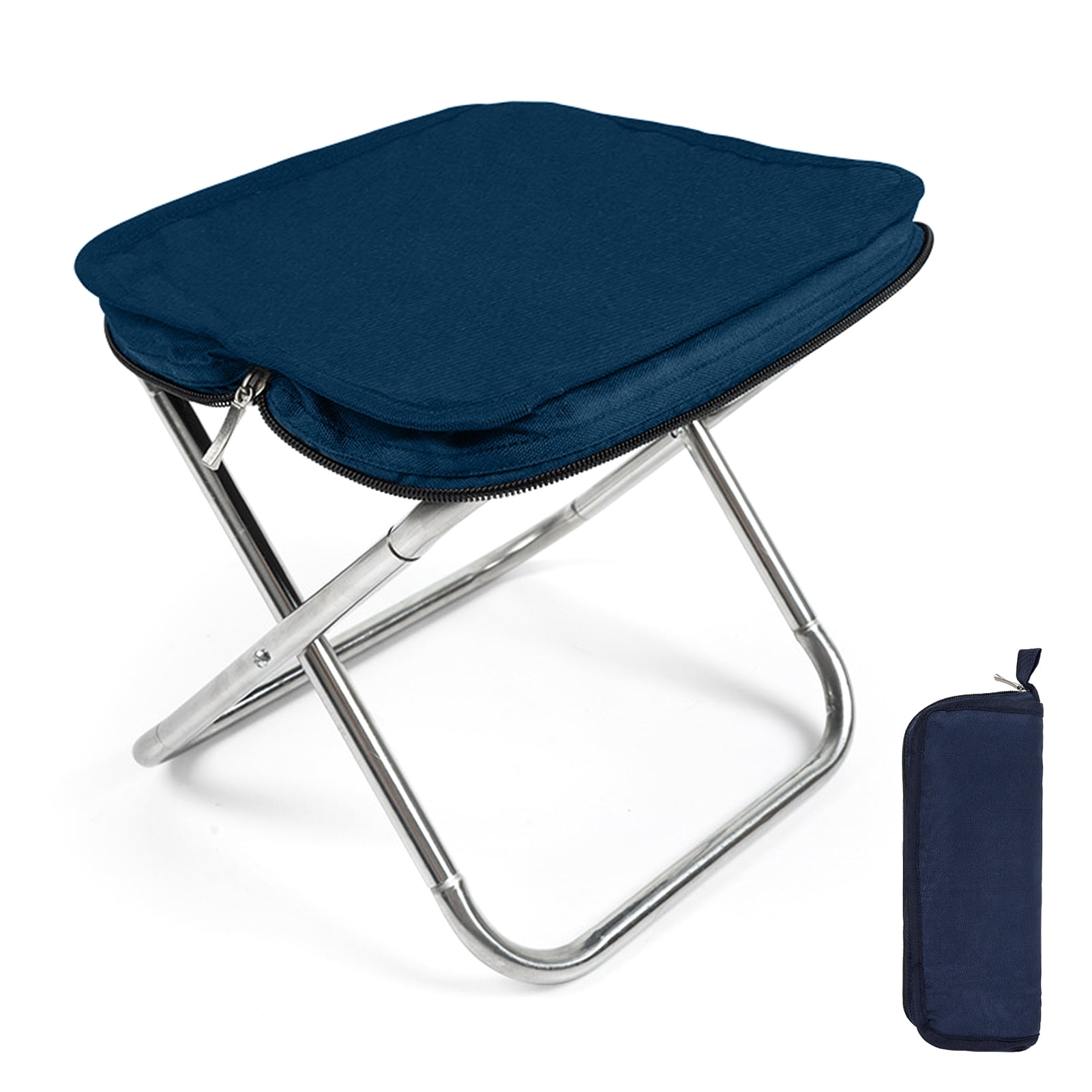Tabouret Pliant Avec Dossier - Hauteur Réglable 9-45 Cm, Portable - Pour Camping, Pêche, Randonnée, Barbecue - 9