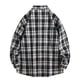 thumbnail image 5 of Camisas de los Hombres de Manga Larga Casual Vintage Comprobar Cuadrado Botón Abajo Collar de Solapa, Manga Larga Blusa Moda Superior, 5 of 9
