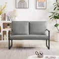 thumbnail image 2 of 45inch Small PU Leather Loveseat Sofa, Mid Century Modern Metal Frame Upholstered Couch with Extra Thick Padded Backrest and Seat Cushion, 2 Seater Sofa for Small Space Living Room Bedroom, Gray, 2 of 7