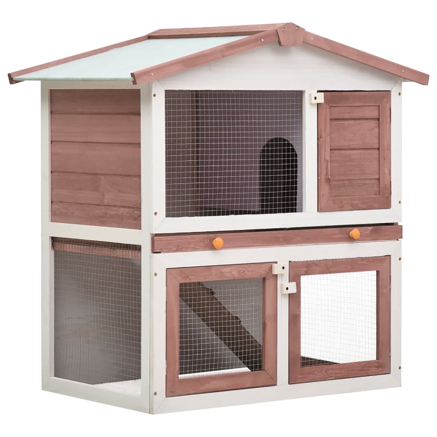 Pefilos 37" Wooden Rabbit Hutch with Run, 2 Story Large Bunny Cage 3 Doors Coop for Indoor or Outdoor, Brown Pefilos 37" Wooden Rabbit Hutch with Run, 2 Story Large Bunny Cage 3 Doors Coop for Indoor or Outdoor, Brown
