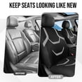 thumbnail image 6 of Coverado Car Seat Covers, Faux Leather with Mesh Fabric Front Car Seat Protectors, 4 Pieces Universal Fit for Most Cars SUV Trucks, Black&Gray, 6 of 10