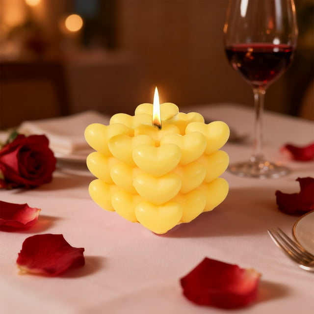 Vela aromática en forma de corazón | Decoración romántica de San Valentín con varios corazones | Adorno de cera ambiental de aromaterapia | Acento decorativo de mesa de larga duración | Blanco