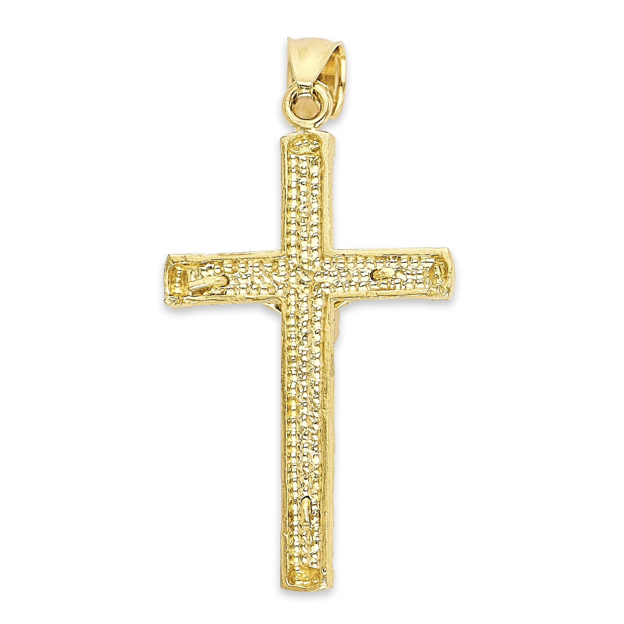 Solid 10k Gold Crucifix Pendant for Necklace, Jesus Piece, Catholic Jewelry for Him