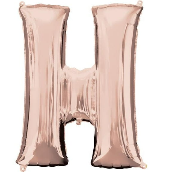 34 inch Letter H - Anagram - Rose Gold Foil Mylar Balloon - Party Supplies Decorations