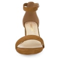 thumbnail image 2 of DARING DIVA Women's Open Toe Block Heel Ankle Strap Sandals Brown 5, 2 of 7