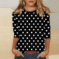 thumbnail image 2 of LISTHA 3/4 Sleeve Womens Tops Polka Dot Casual Shirts Crew Neck Trendy Going Out Blouses Loose Plus Size Tunic Tops Black 3XL, 2 of 5