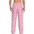 thumbnail image 3 of Picia Pink Bows Mens Soft Woven Cotton Elastic Waistband Sleep Pajama Pant Lounge Sleep Pant With Pockets And Drawstring-X-Large, 3 of 9