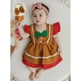 thumbnail image 4 of Miaouyo Infant Baby Girls Christmas Gingerbread Romper 0 3 6 12 18 Months Striped Fly Sleeves Jumpsuit and Headband Set, 4 of 8