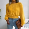 thumbnail image 6 of Fesfesfes Women Sweaters Casual Solid Round Neck Long Sleeve Loose Sweater Fall Blouse Tops Clothes Sale, 6 of 8