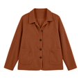 thumbnail image 4 of QIYAGBSA Corduroy Jacket for Women Soft Turn Down Lapel Collar Button Down Long Sleeve Fall Casual Outerwear Drop Shoulder with Patch Pockets (Brown, M), 4 of 6