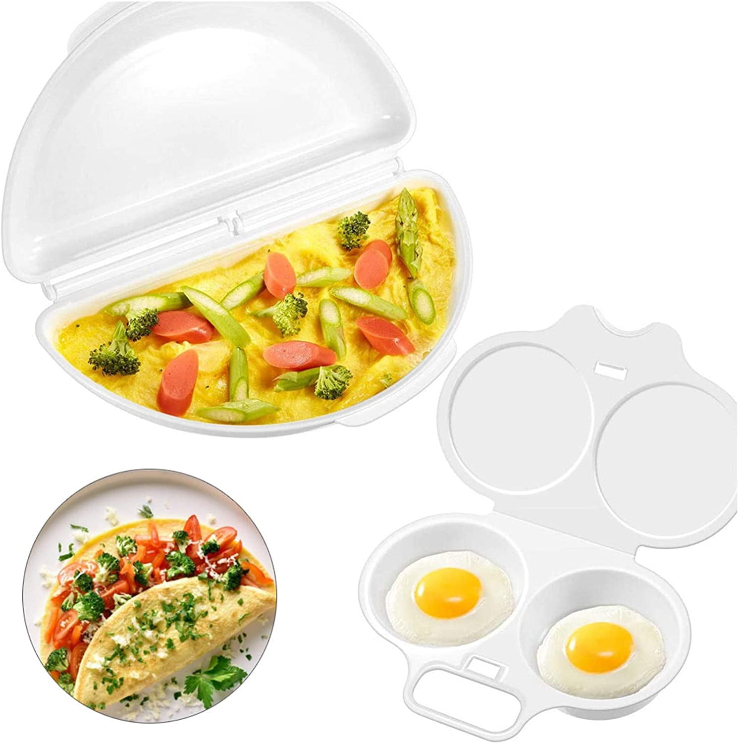 Ovens Two Egg Microwave Omelet Pan Home Omelette Pan Maker Egg Poachers 