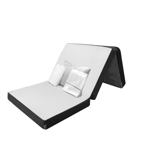 Colchón Individual blanco Plegable + Sábanas + Protector + Almohada