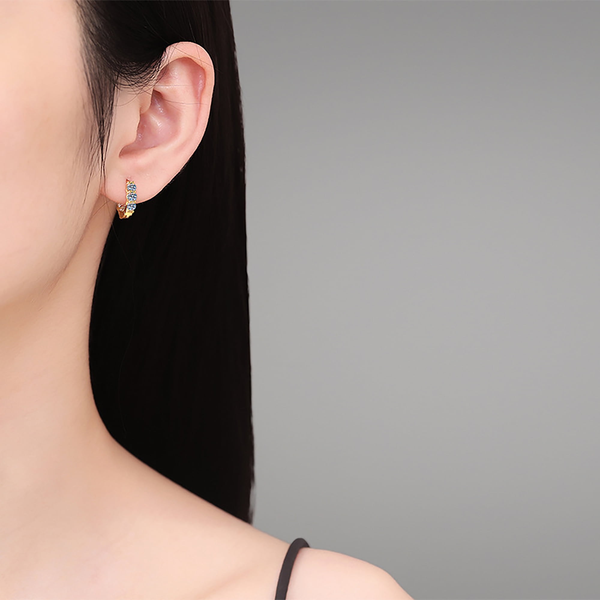 1.2ct Full Moissanite Hoop Earrings for Women, D Color Moissanite Simulated Diamond, 925 Sterling Silver with 14K Yellow Gold Plated, Hypoallergenic, Jewelry Box Packed, Wedding Jewelry Gifts
