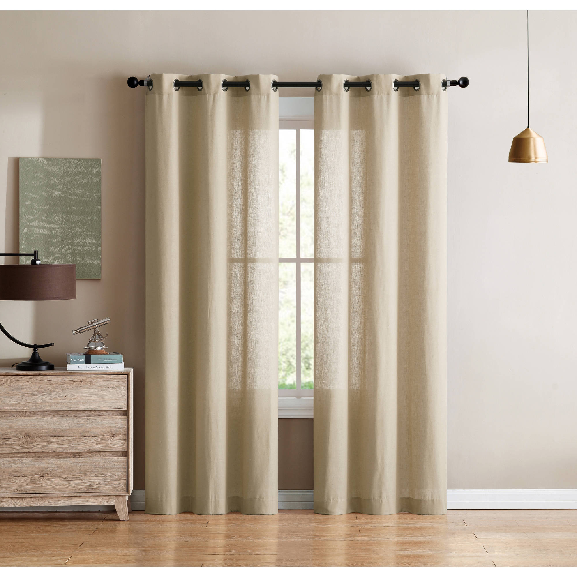 image: VCNY Home Jeanette Solid Sheer Grommet-Top Window Curtains, Set of 2, Multiple Sizes and Colors Available