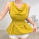 thumbnail image 4 of Camisetas Sin Mangas Verano con Cuello Vuelto para Mujer, Blusas Holgadas con Peplum, Blusas Informales Sin Mangas con Lazo en Cintura, Blusas Sin Mangas Color Amarillo Mostaza S, 4 of 10