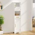 thumbnail image 2 of Office File Cabinets Tall Bathroom Floor Storage Cabinet,Narrow Slim Freestanding Cabinet with 1 Drawer and 2 Doors Storage Cabinet with 5 Adjustable Height Shelf, 15 x 12 x 67Inches, White,Metal Fil, 2 of 11