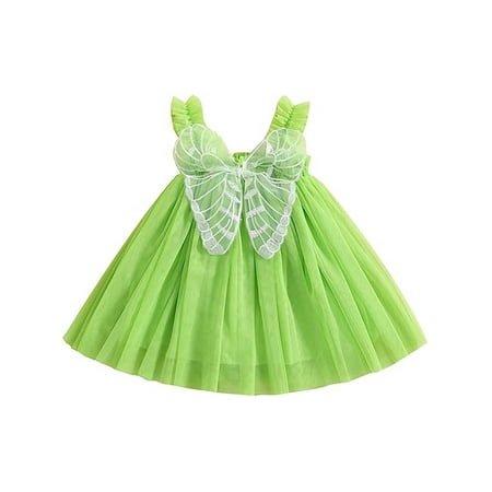

AMILIEe Toddler Baby Kids Girls Butterfly Wing Dresses Fairy Tulle Dress Sleeveless Princess