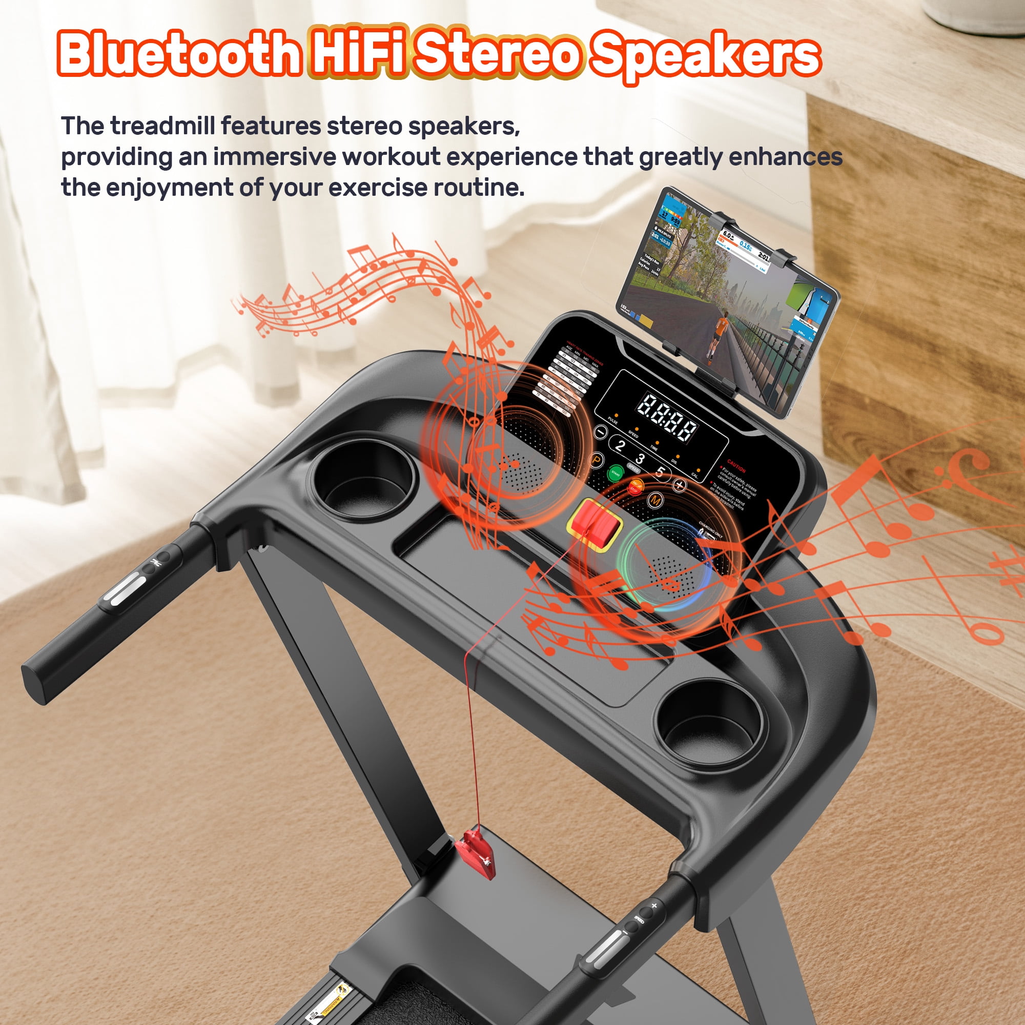300 lbs Capacity Treadmill for Home, 3.5HP Folding Treadmill w/ 71 Preset Workouts, APP with Free Train Courses, Dual HiFi Speakers, Exercise Equipment for Walking, Jogging, Running
