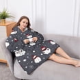 thumbnail image 5 of Oversized Wearable Blanket Hoodie,Dark Christmas Snowman Pattern Sherpa Blanket Hoodie with Super Pockets,Super Warm Fuzzy Pullover for Women & Men, 5 of 6