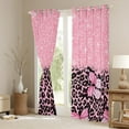 thumbnail image 3 of jejeloiu Cartoon Cheetah Pattern Black Out Curtains,Chic Glitter Print Curtains Pack of 2 (42x63 Each),Pink Leopard Print Bedroom Curtains For Girls Teens,Breathable Home Decor, 3 of 6