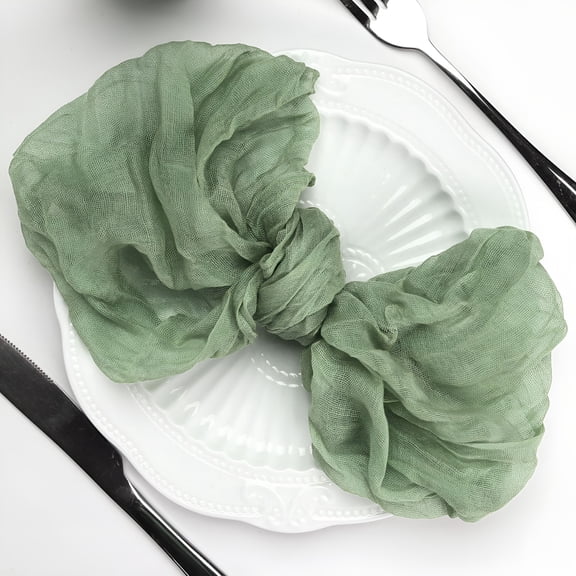 AUQ 2026 New Cotton Dinner Napkins,20"X20" Set of 12,Rustic Boho Gauze Fabric Cloth Napkins,Handmade Table Napkins for Wedding Party Baby Shower Home Decoration,Sage Green
