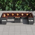 thumbnail image 3 of RADIATA 15 Piece Luxury Patio Furniture Sofa Set with Natural Gas/Propane Fire Pit Table, 29.3" High Back Outdoor Conversation Set, Outside PE Rattan Sectional Sofa, 2 Color Cushions/Burgundy, 3 of 11