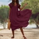 thumbnail image 1 of Vestido Midi Escalonado Vestido informal de línea A para mujer Dobladillo asimétrico Jersey de cintura alta Ropa de playa de verano Cgtredaw Vino Tinto Xxl para Mujer, 1 of 9