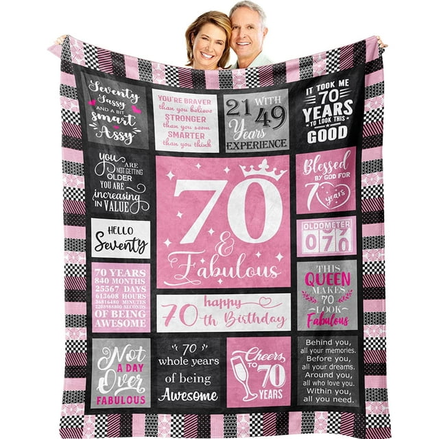 LHSHID 70th Birthday Gifts for Women Blanket 70th Birthday Decorations for Women Men 70th Birthday Gifts Best Gifts for 70 Year Old Woman Happy 70th Birthday Ideas Throw Blanket 30"x40"