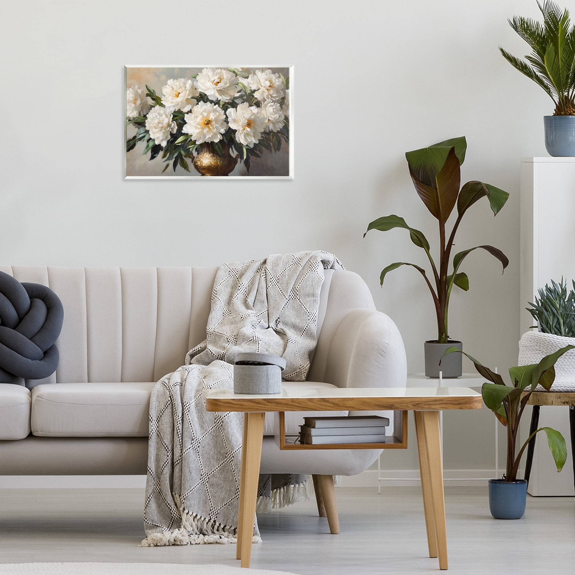 Stupell Industries Golden Vase with Peonies Wall Plaque Art, design by Petal Prints Design