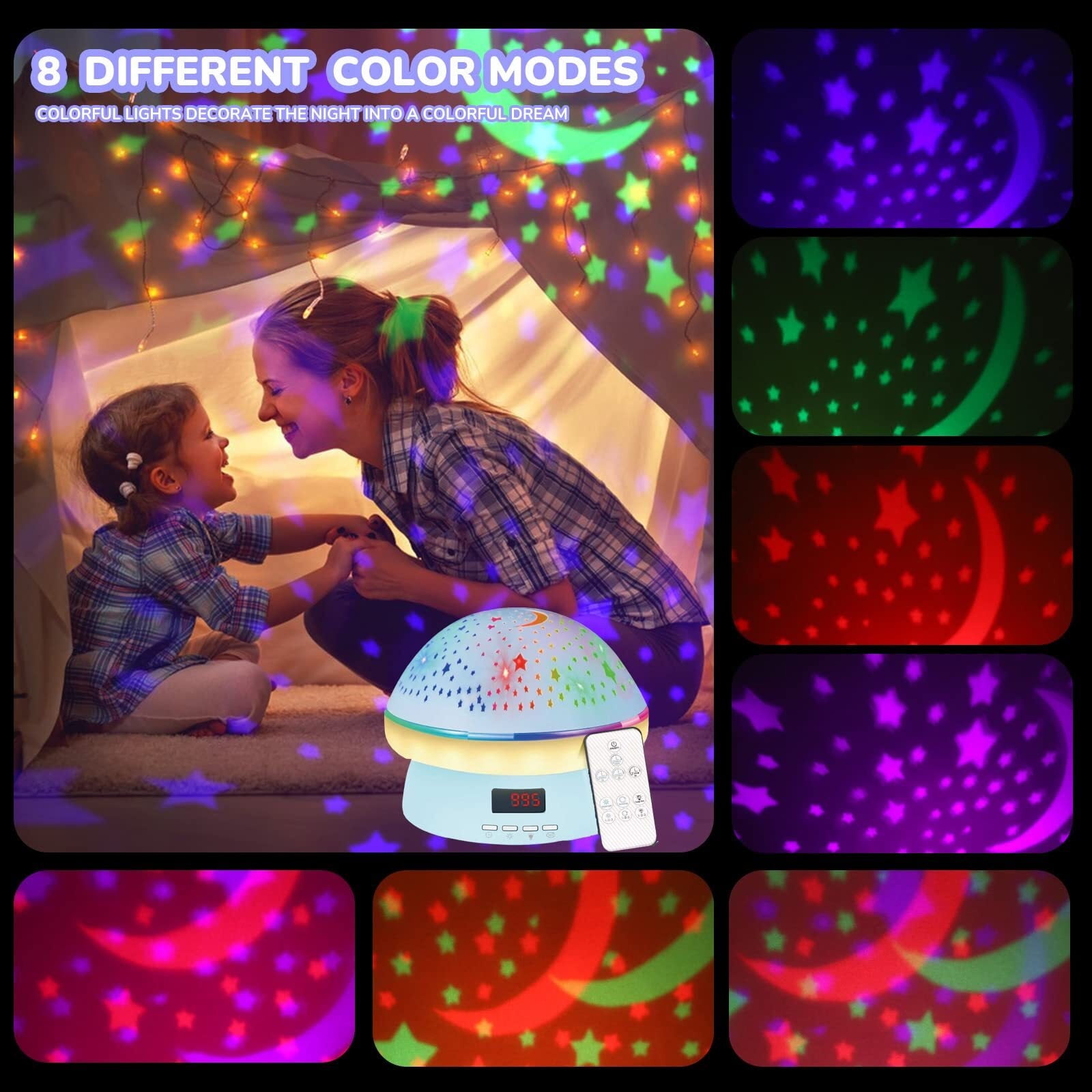 Timer Rotation Star Night Light Projector - Twinkle Lights for 3-9 Year Old Girls and Boys - Christmas and Birthday Gifts