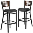 thumbnail image 2 of BizChair Vinyl Seat Slat Back Bar Stools, Walnut Wood/Black (Set of 2), 2 of 14