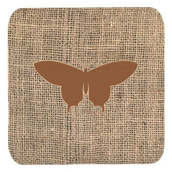 Butterfly Burlap and Brown Foam Coasters, Set - 4