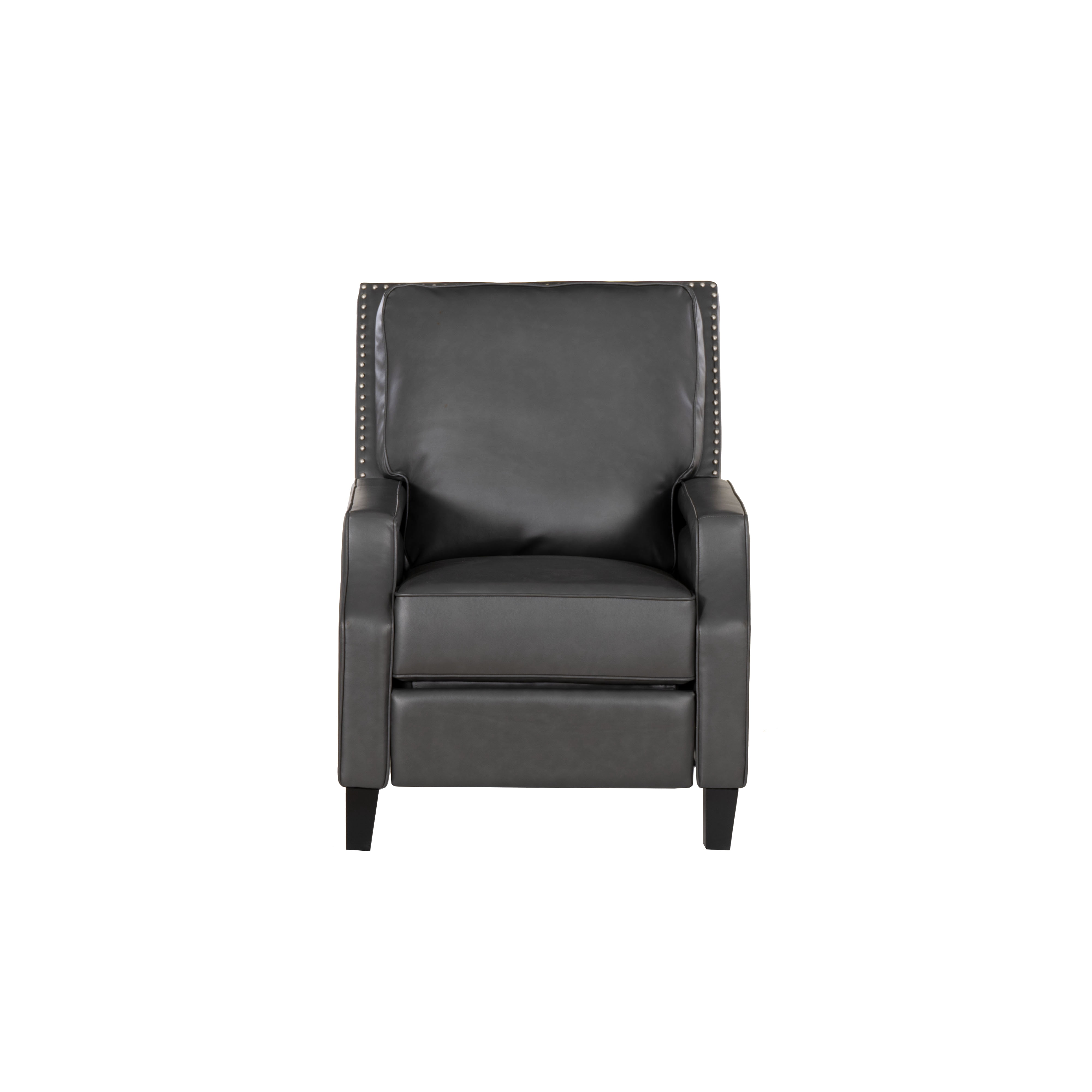 Powell Hank Faux Leather Push Back Recliner, Gray