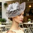 thumbnail image 5 of Karymi Cowgirl Hat Elegant Fascinator Hat with Fake Feather Flower, Mesh Tea Party Derby Headpiece, Clip-on Hair Accessory for Wedding Church Derby Hats for Women, 5 of 6