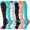 Blue White Pink, variant on 6 Pairs Medical Sport Compression Socks - 15-20mmhg Graduated Knee-High Support for Men & Women, Ideal for Soccer, Running, and Nurses