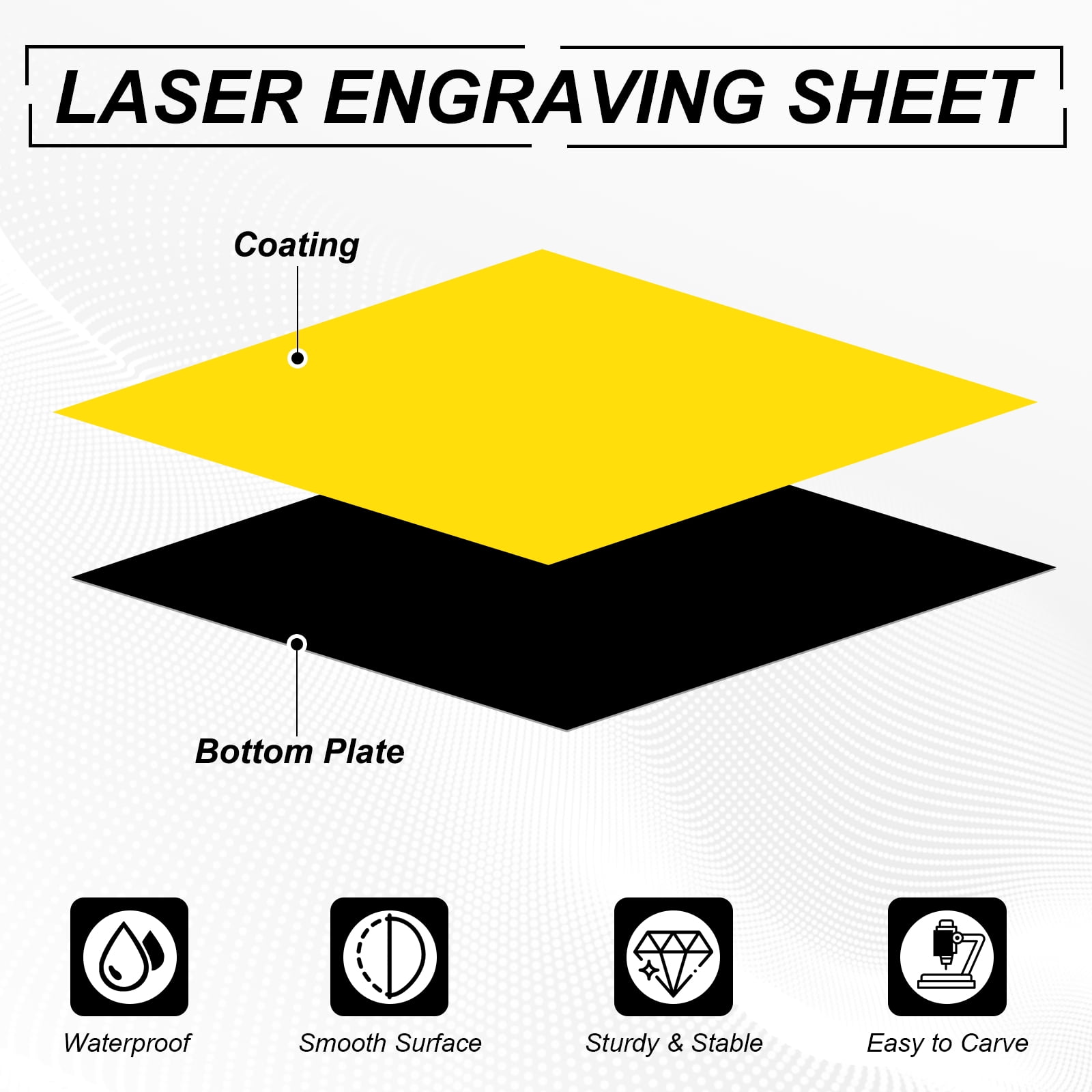 Uxcell 4Pcs Laser Engraving Sheet, 11.8x7.9" Double Color ABS Plastic Engraved Sheet Material for Plate Custom Craft Name Sign Badge Office Label DIY, Yellow/Black