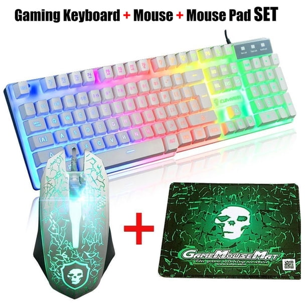 Gaming Keyboard And Mouse Mousepad Combo Mechanical Feeling Keyboard Rainbow Led Multi Colored Changing Backlight Mouse For Ps4 Ps3 Xbox One For Windows Pc Gamers Walmart Com