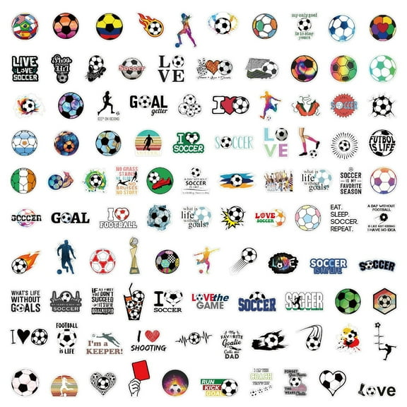 100 Football Stickers With Assorted Unique Designs For Suitcases Phones Water Bottles & Children's Diy Craft Decorative Graffiti Stickers For Creative Expression And Decoration