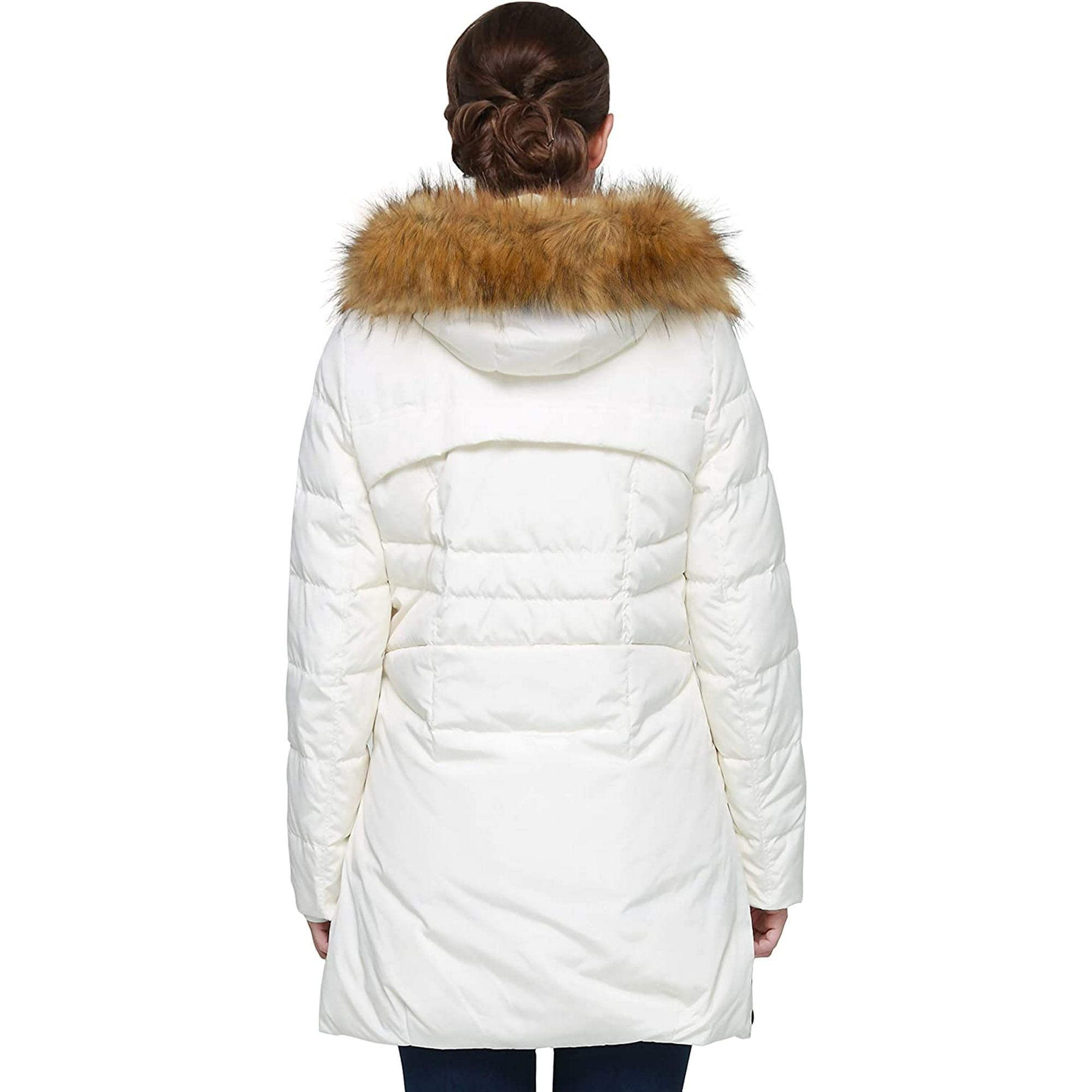 Orolay Women s Down Jacket with Faux Fur Trim Hood Walmart