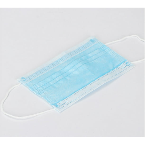100Pcs Disposable Earloop Face Masks, 3 Ply Breathable and Comfortable Face Masks with Elastic Ear Loop for Blocking Dust Air Pollution (Blue)